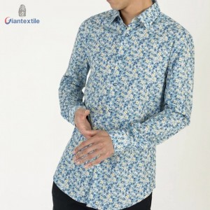 Fitted Long Sleeve Good Selling Men’s Shirt Cotton Spandex Casual Poplin Shirt Floral Print Smart Casual Shirt For Men GTCW108105G1