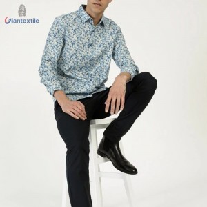 Fitted Long Sleeve Good Selling Men’s Shirt Cotton Spandex Casual Poplin Shirt Floral Print Smart Casual Shirt For Men GTCW108105G1