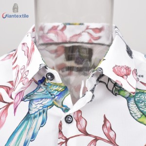 Support Custom Men’s Cotton Elastane Casual High Quality Poplin Shirt Bird Print Long Sleeve Shirt For Men GTCW108108G1