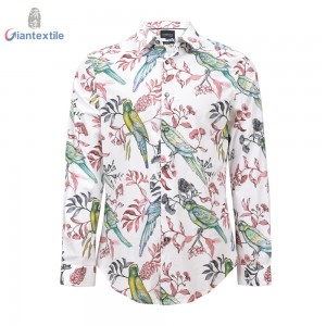 Support Custom Men’s Cotton Elastane Casual High Quality Poplin Shirt Bird Print Long Sleeve Shirt For Men GTCW108108G1