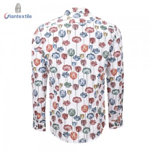 Direct Sale New Look Men’s Shirt Cotton Elastane Casual Poplin Shirt Floral Print Long Sleeve Shirt For Men GTCW108111G1