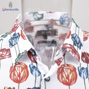 Direct Sale New Look Men’s Shirt Cotton Elastane Casual Poplin Shirt Floral Print Long Sleeve Shirt For Men GTCW108111G1
