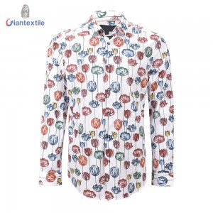 Direct Sale New Look Men’s Shirt Cotton Elastane Casual Poplin Shirt Floral Print Long Sleeve Shirt For Men GTCW108111G1