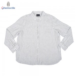 Direct Sale Newly Men’s Shirt 100% Linen Long Sleeve Green Stripe Plus Size Shirt Summer Business Leisure Shirt For Men GTCW108112G1