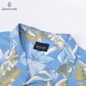 Custom Made Plus Size Men’s Shirt 100% Cotton Casual Slub Shirt Floral Print Short Sleeve Shirt For Men GTCW108113G1