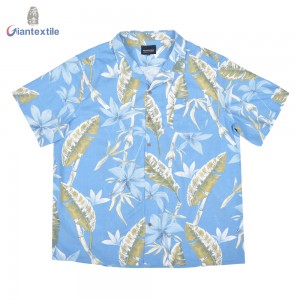 Custom Made Plus Size Men’s Shirt 100% Cotton Casual Slub Shirt Floral Print Short Sleeve Shirt For Men GTCW108113G1