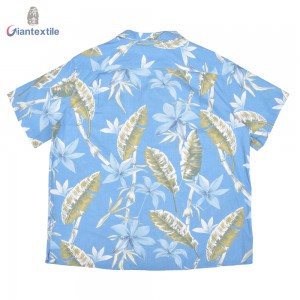 Custom Made Plus Size Men’s Shirt 100% Cotton Casual Slub Shirt Floral Print Short Sleeve Shirt For Men GTCW108113G1