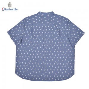Top Quality Plus Size Men’s Shirt 100% Cotton Summer Wear Casual Slub Shirt Fruit Print Short Sleeve Shirt For Men GTCW108114G1
