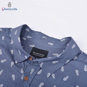 Top Quality Plus Size Men’s Shirt 100% Cotton Summer Wear Casual Slub Shirt Fruit Print Short Sleeve Shirt For Men GTCW108114G1