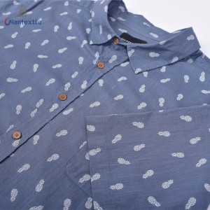 Top Quality Plus Size Men’s Shirt 100% Cotton Summer Wear Casual Slub Shirt Fruit Print Short Sleeve Shirt For Men GTCW108114G1