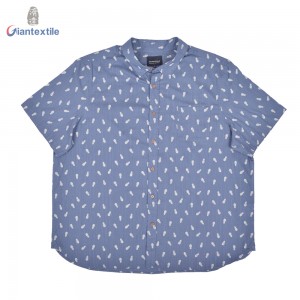 Top Quality Plus Size Men’s Shirt 100% Cotton Summer Wear Casual Slub Shirt Fruit Print Short Sleeve Shirt For Men GTCW108114G1