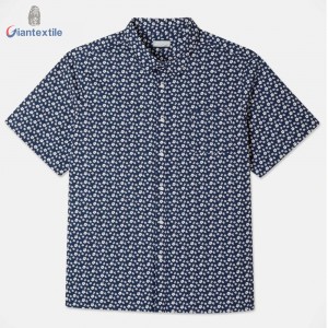 New Look Plus Size Men’s Shirt 100% Cotton Casual Poplin Shirt Floral Print Short Sleeve Shirt For Men GTCW108116G1