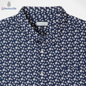 New Look Plus Size Men’s Shirt 100% Cotton Casual Poplin Shirt Floral Print Short Sleeve Shirt For Men GTCW108116G1