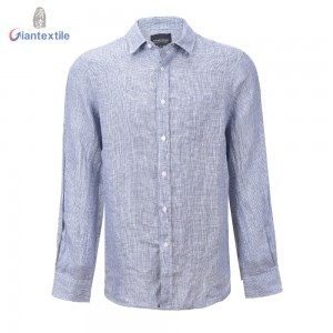 Factory Direct Wholesale Shirt Blue Linen Blended Casual Shirt Long Sleeve High Quality Shirt For Men GTCW108123G1