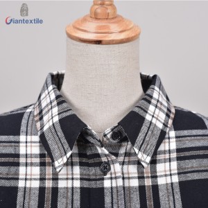 Good Sealed Fashionable Check 100% Cotton Fitted Long Sleeve Business Leisure Women Wear GTCW108125G1