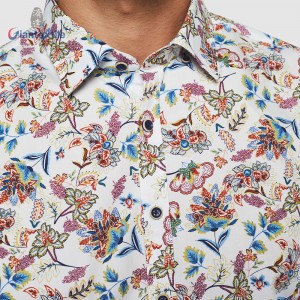 Giantextile OEM Men’s Shirt Landscape Print Floral 100% Cotton Shirt Digital Print Long Sleeve Shirt For Men GTCW108127G1