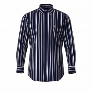 New Promotion Men’s Shirt 100% Cotton Long Sleeve Rotary Print Good Hand Feel Navy Stripe Camicie da uomo GTCW108128G1