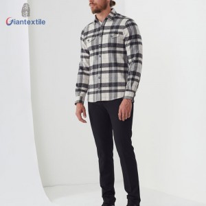 New Arrival New Design Men’s Shirt Acrylic Polyester Flannel Long Sleeve Check Casual Shirt For Men GTCW108130G1