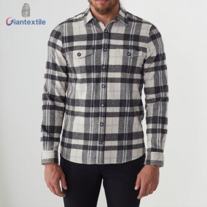 New Arrival New Design Men’s Shirt Acrylic Polyester Flannel Long Sleeve Check Casual Shirt For Men GTCW108130G1