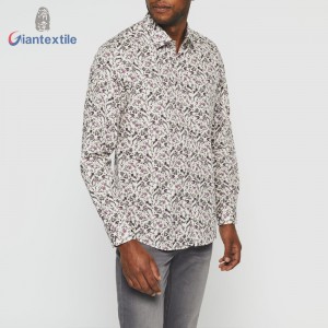 Giantextile OEM Supplier Men’s Shirt Small Floral 100% Cotton Shirt Digital Print Fashion Long Sleeve Shirt For Men GTCW108133G1