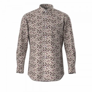 Modern Design Trendy Men’s Shirt Purple Floral 100% Cotton Shirt Digital Print Long Sleeve Shirt For Men GTCW108133G1