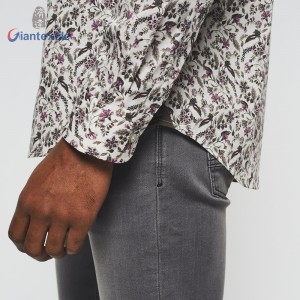Giantextile OEM Supplier Men’s Shirt Small Floral 100% Cotton Shirt Digital Print Fashion Long Sleeve Shirt For Men GTCW108133G1