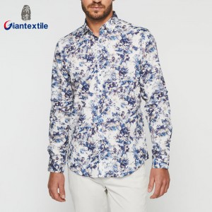 New Look Men’s Shirt 100% Cotton Spring Wear Casual Shirt Floral Print Long Sleeve Shirt For Men GTCW108137G1