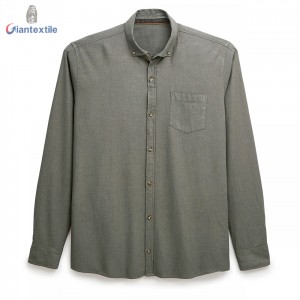 Factory Direct Wholesale Men’s Shirt 100% Cotton Piece Dyed Comfortable Green Solid Long Sleeve Shirt For Men GTCW108152G1