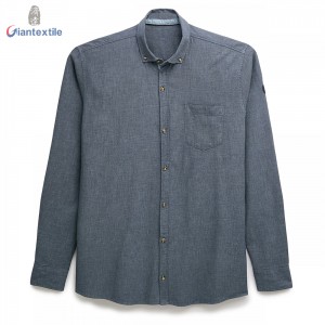 Oeko-Tex Audit Comfortable Men’s Shirt Solid 100% Cotton Gent Blue Solid Long Sleeve Shirt For Men  GTCW108153G1