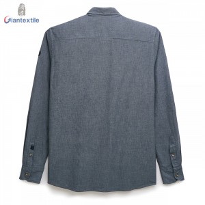 Oeko-Tex Audit Comfortable Men’s Shirt Solid 100% Cotton Gent Blue Solid Long Sleeve Shirt For Men  GTCW108153G1