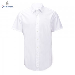 Summer Wear Classical Men’s Shirt 100% Cotton White Solid Smart Casual Easy Iron Short Sleeve Shirt For Men GTCW108157G1