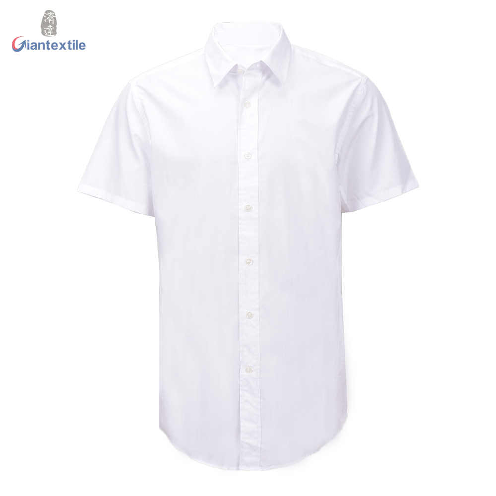 Summer Wear Classical Men’s Shirt 100% Cotton White Solid Smart Casual Easy Iron Short Sleeve Shirt For Men GTCW108157G1 Featured Image