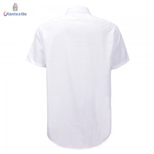 Summer Wear Classical Men’s Shirt 100% Cotton White Solid Smart Casual Easy Iron Short Sleeve Shirt For Men GTCW108157G1