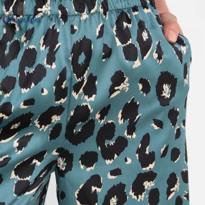 Superior Ladies Pajamas Long Pants Leopard Pattern Polyester Spandex Theme Pants for Women GTCW108163G2