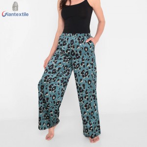 Superior Ladies Pajamas Long Pants Leopard Pattern Polyester Spandex Theme Pants for Women GTCW108163G2