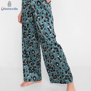 Superior Ladies Pajamas Long Pants Leopard Pattern Polyester Spandex Theme Pants for Women GTCW108163G2
