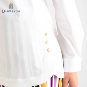 Women’s Shirt Classical Casual Cotton Spandex Nylon White Solid Women Top GTCW108182G1