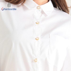 Women’s Shirt Classical Casual Cotton Spandex Nylon White Solid Women Top GTCW108182G1