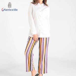 Women’s Shirt Classical Casual Cotton Spandex Nylon White Solid Women Top GTCW108182G1