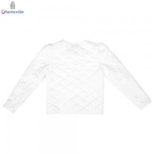 Winter Coat Girl Wear White Solid 100% Cotton High Quality Long Sleeve Cute Top GTCW108190G1