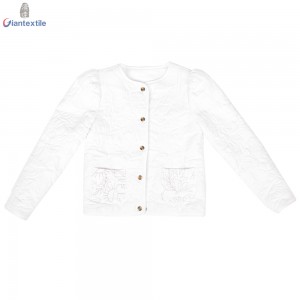 Winter Coat Girl Wear White Solid 100% Cotton High Quality Long Sleeve Cute Top GTCW108190G1