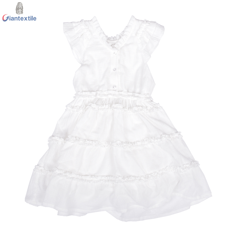 Cute Girls Beautiful Dress Dobby 100% Cotton High Quality Casual Comfy Children Wear GTCW108192G1 Featured Image