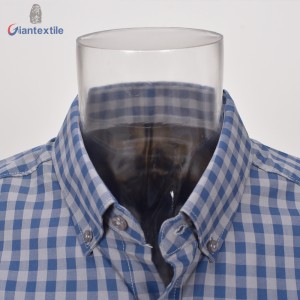 New Arrival Men’s Shirt Check 100% Cotton Blue And Gray Casual Shirt Comfortable Shirt For Men GTCW108196G1