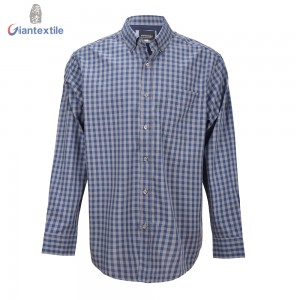 New Arrival Men’s Shirt Check 100% Cotton Blue And Gray Casual Shirt Comfortable Shirt For Men GTCW108196G1