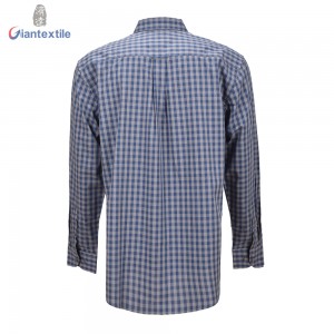 New Arrival Men’s Shirt Check 100% Cotton Blue And Gray Casual Shirt Comfortable Shirt For Men GTCW108196G1