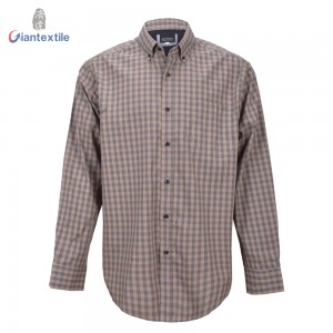 Fast Delivery Men’s Shirt 100% Cotton Brown Check Casual Shirt Shirt For Men GTCW108197G1