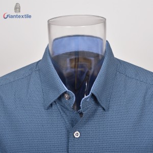 Good Sealed Men’s Shirt Normal Print 100% Cotton Blue Dot Print Long Sleeve Gent Shirt For Men GTCW108202G1