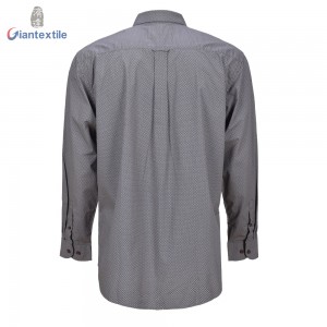 Support Custom Men’s Shirt 100% Cotton Normal Print Good Sealed Dark Gray Long Sleeve Casual Shirt For Men GTCW108203G1