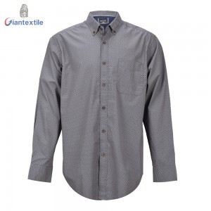 Support Custom Men’s Shirt 100% Cotton Normal Print Good Sealed Dark Gray Long Sleeve Casual Shirt For Men GTCW108203G1