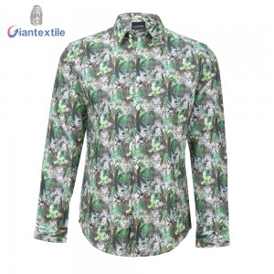 Quality Assurance Men’s Shirt Linen Viscose Normal Print Good Hand Feel Long Sleeve Casual Shirt For Men GTCW108206G1